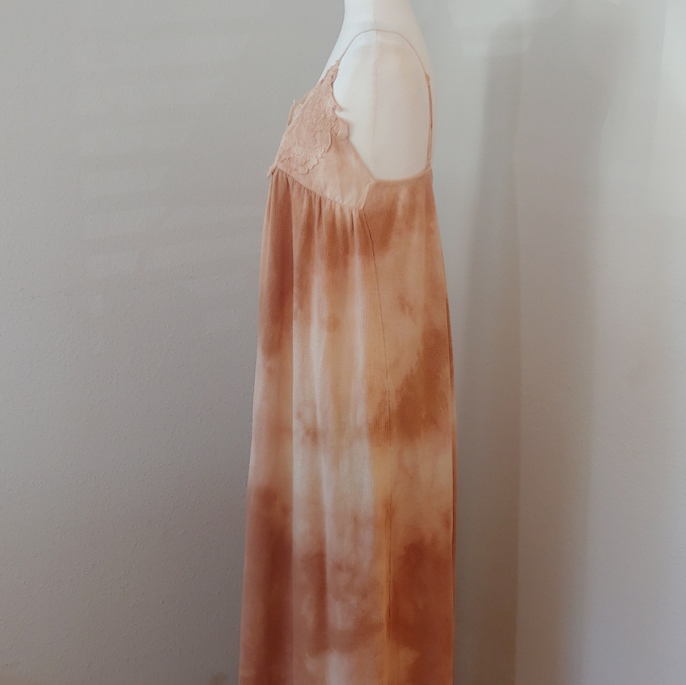 ZARA Maxi Summer Tie Dye Strap Dress Tan and Peach Women's Medium, NWT - Picture 9 of 17